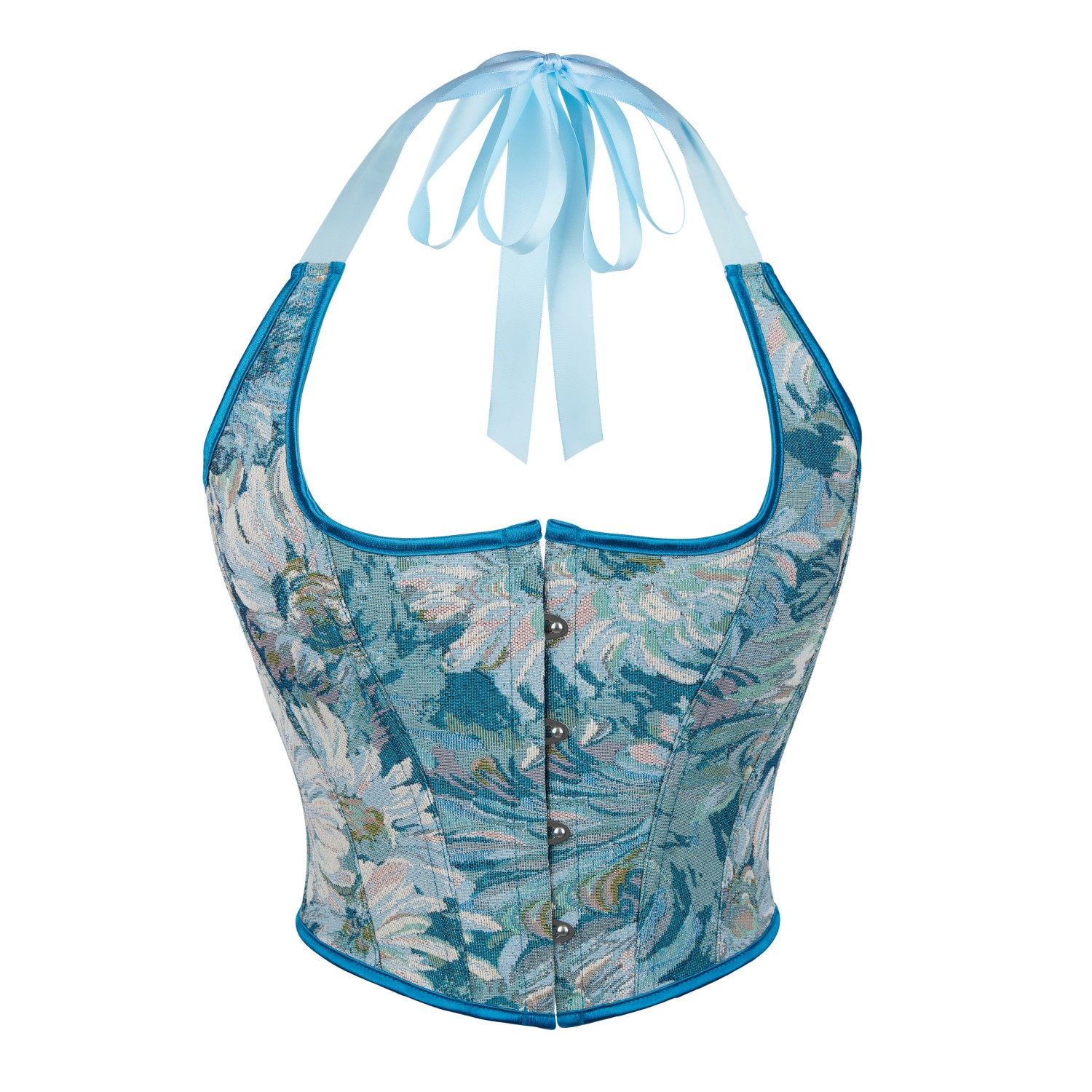 Oil Printing Floral Vest Adjustable Halter Neck Straps Overbust Corset